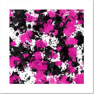 Black, Pink and White Splats Posters and Art